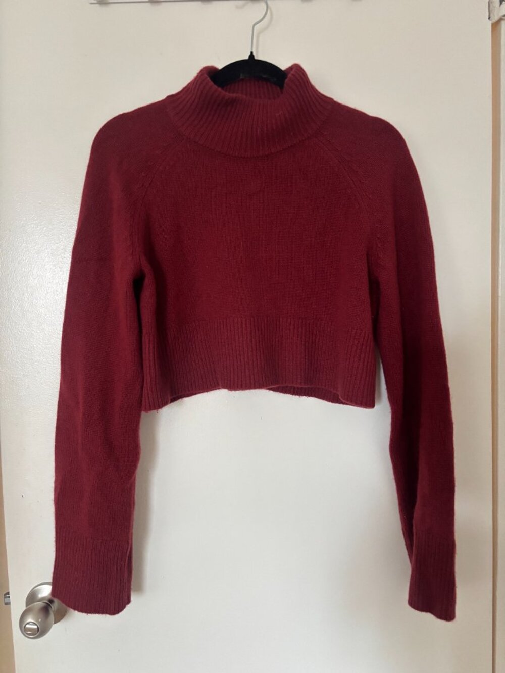 Reformation Garrett Cashmere Cropped Turtleneck Chianti XS - Picture 3 of 8